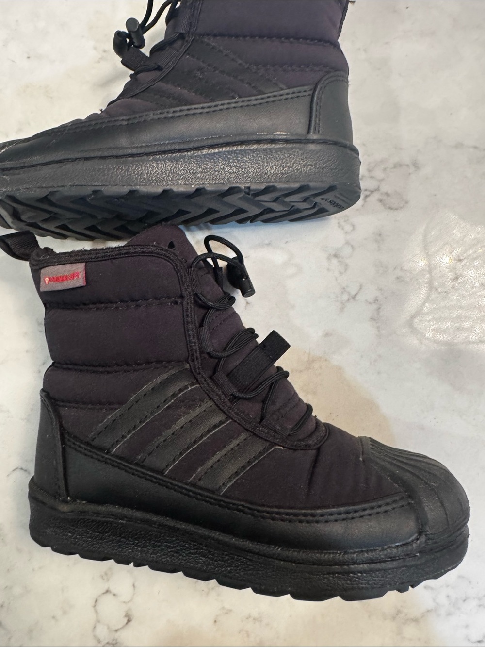 adidas Kids Black Quilted Snow Boots with Toggle Laces